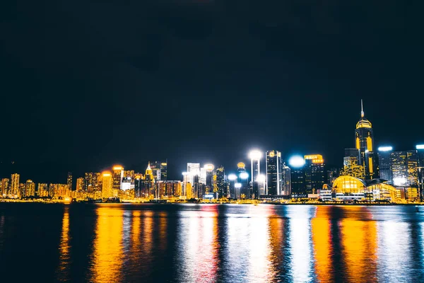 Beautiful Architecture Building Cityscape Hong Kong City Skyline Twilight Night — Stock Photo, Image