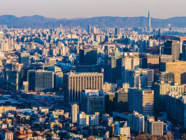 Bina Cityscape Kulesi Seoul City Güney Kore ile güzel mimari