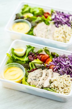 Izgara tavuk eti göğüs ile taze sebze salatası - sağlıklı gıda tarzı