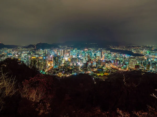 Hermoso Edificio Arquitectura Alrededor Ciudad Seúl Por Noche Corea Del —  Fotos de Stock