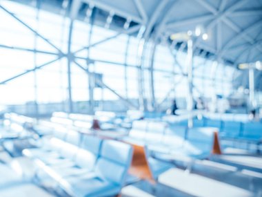 Soyut bulanıklık ve arka plan için Havaalanı terminal iç defocused