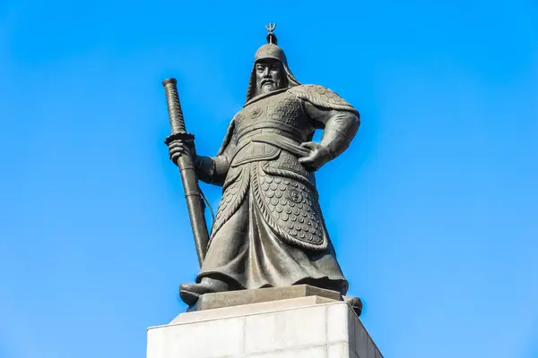 Beautiful Statue Admiral Yi Sun Shin in Seoul city South Korea