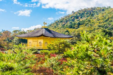 Güzel Kinkakuji Tapınağı Kyoto Japonya'nın Altın Köşk Simgesel Yapı ile