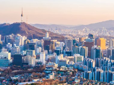 Bina Cityscape Kulesi Seoul City Güney Kore ile güzel mimari
