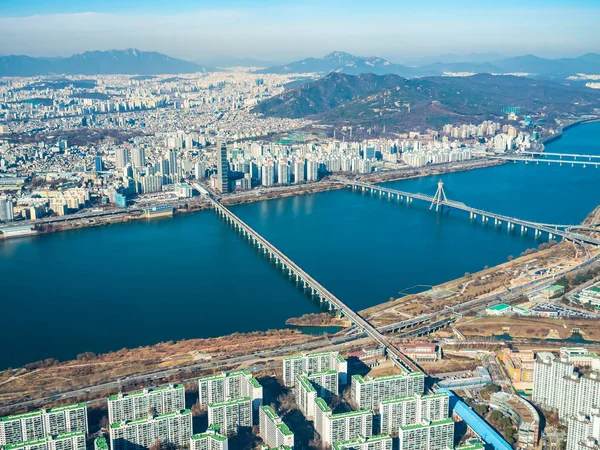 Seul Şehirde Bina Mimari Güzel Hava Görünümü — Stok fotoğraf