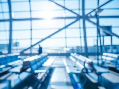Soyut bulanıklık ve arka plan için Havaalanı terminal iç defocused