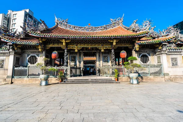 Bellissima Architettura Edificio Luogo Popolare Nella Città Taipei Tempio Longshan — Foto Stock