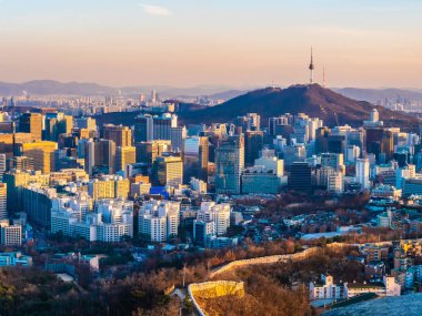 Bina Cityscape Kulesi Seoul City Güney Kore ile güzel mimari