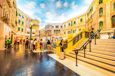 Çin, Makao - 8 Eylül 2018 - güzel lüks Venedik otel resort ve macau City Alışveriş Merkezi ile casio