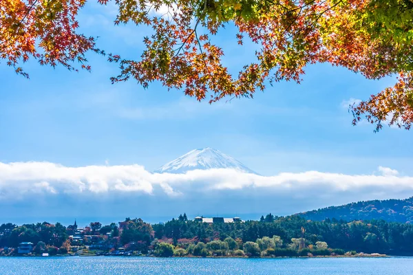 Hegyi Fuji Maple Leaf Őszi Szezonban Körül Gyönyörű Táj — Stock Fotó