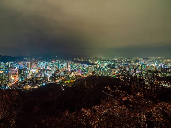 Schöne Architektonische Gebäude Rund Seoul City Bei Nacht Südkorea — Stockfoto