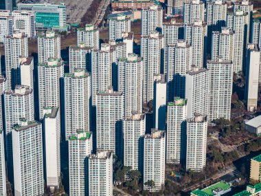 Seul şehirde bina mimari güzel hava görünümü