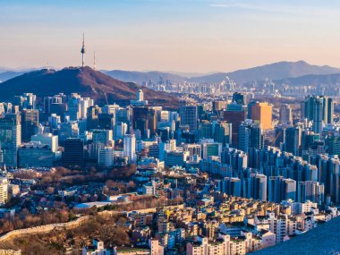 Bina Cityscape Kulesi Seoul City Güney Kore ile güzel mimari