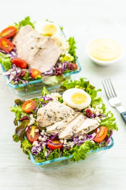 Izgara tavuk eti göğüs ile taze sebze salatası - sağlıklı gıda tarzı