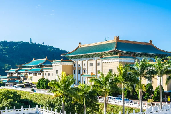 Beautiful architecture building exterior of landmark of taipei national palace museum for travel in taiwan