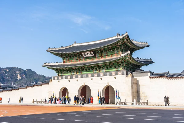 Seoul South Korea December 2018 Beautiful Architecture Gyeongbokgung Palace Popular — Stock Photo, Image