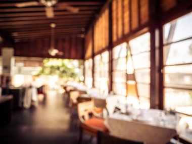Soyut bulanıklık ve ufuk açık büfe restoran ve kafe Cafe iç arka planı için