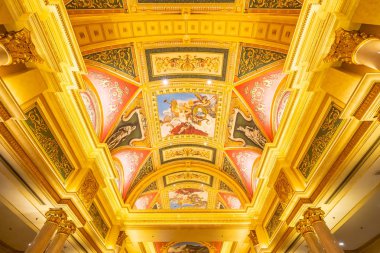 Çin, Makao - 10 Eylül 2018 - güzel lüks otel resort ve macau şehir Venedik Simgesel Yapı casino oyunu