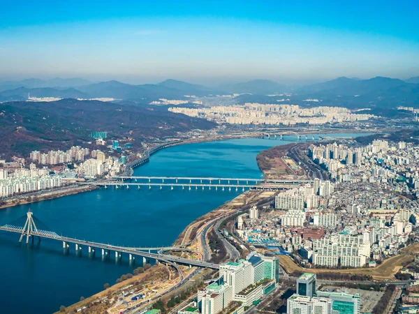Seul Şehirde Bina Mimari Güzel Hava Görünümü — Stok fotoğraf