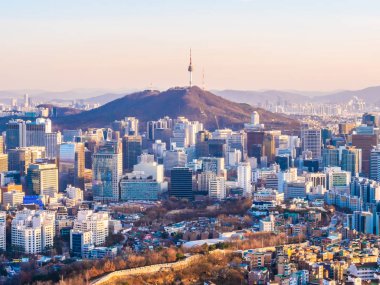 Bina Cityscape Kulesi Seoul City Güney Kore ile güzel mimari