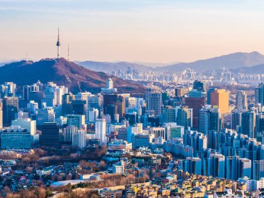 Bina Cityscape Kulesi Seoul City Güney Kore ile güzel mimari