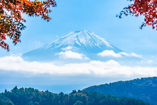 Bellissimo Paesaggio Montagna Fuji Con Acero Foglia Intorno Lago Autunno — Foto Stock