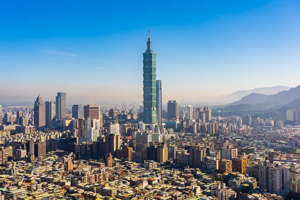 Hermosa Arquitectura Edificio Taipei Horizonte Ciudad Atardecer Taiwán — Foto de Stock