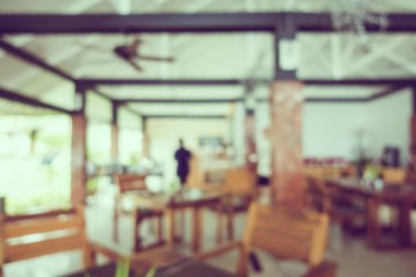 Soyut bulanıklık ve ufuk restoran ve kafe iç arka plan - Vintage filtre için