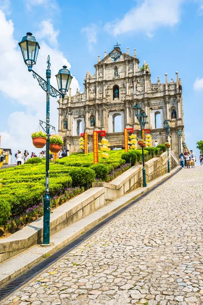 Çin, harabe mavi gökyüzü arka plan ile Makao şehrinin st pual kilise Simgesel Yapı ile bina Macau - 6 Eylül 2018 - güzel eski mimari