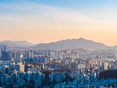 Bina Cityscape Kulesi Seoul City Güney Kore ile güzel mimari