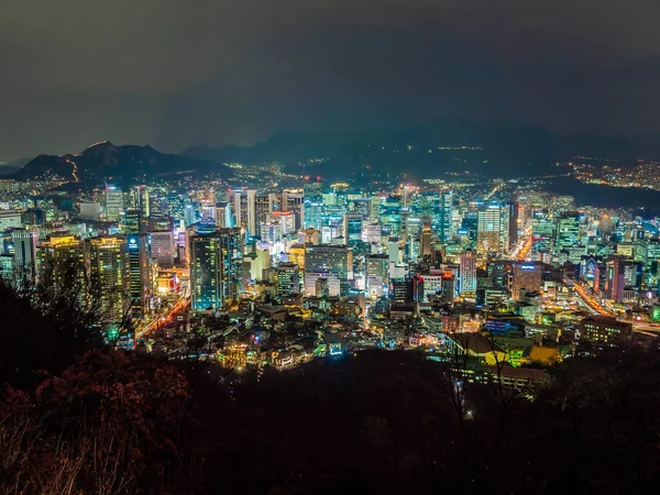 Geceleri Güney Kore Seoul Şehir Etrafında Bina Güzel Mimari — Stok fotoğraf