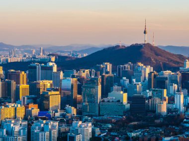 Bina Cityscape Kulesi Seoul City Güney Kore ile güzel mimari