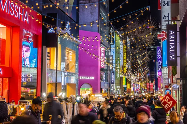 Seul Coréia Sul Dezembro 2018 Myeong Dong Mercado Lugar Popular — Fotografia de Stock