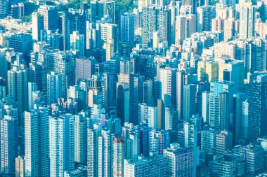 Hong kong konut insanlar şehirde deseni ile bina güzel mimari