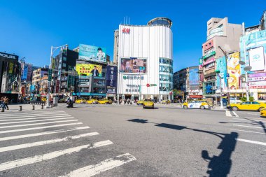 Taipei, Tayvan 30 Kasım 2018: Ximending piyasasıdır alışveriş yeni moda ve yiyecek bir şeyler bulmak için popüler bir yer Taipei