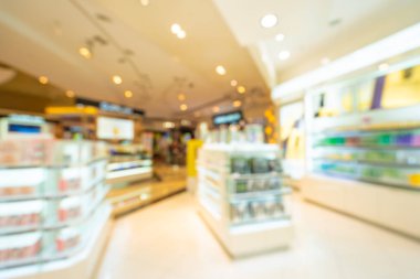 Arkaplan için mağaza içi soyut bulanıklık ve odaklanmış alışveriş merkezi