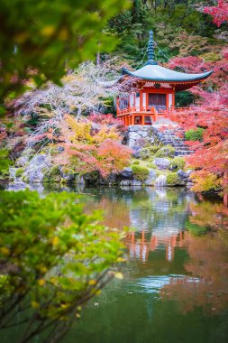 Renkli ağaç ve yaprak sonbahar sezonu Kyoto Japonya ile güzel Daigoji Tapınağı