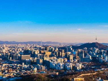Bina Cityscape Kulesi Seoul City Güney Kore ile güzel mimari