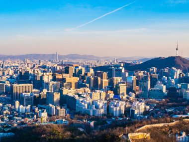 Bina Cityscape Kulesi Seoul City Güney Kore ile güzel mimari