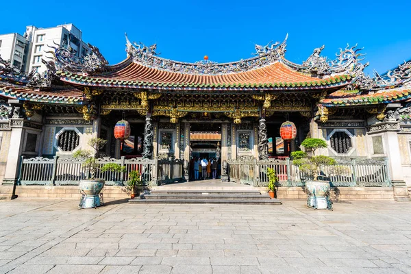Bela Arquitetura Edifício Lugar Popular Cidade Taipei Templo Longshan Taiwan — Fotografia de Stock