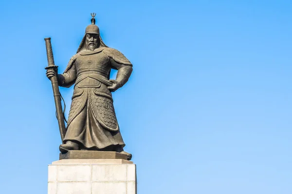 Bela Estátua Almirante Sun Shin Seul Cidade Coreia Sul — Fotografia de Stock