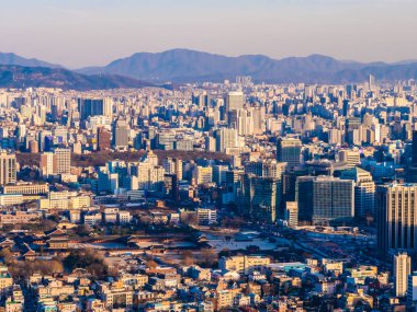 Bina Cityscape Kulesi Seoul City Güney Kore ile güzel mimari