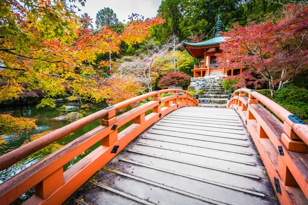 Belo Templo Daigoji Com Árvore Colorida Folha Temporada Outono Kyoto — Fotografia de Stock