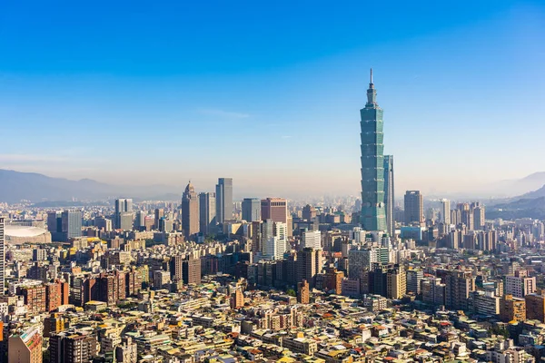 Hermosa Arquitectura Edificio Taipei Horizonte Ciudad Atardecer Taiwán — Foto de Stock