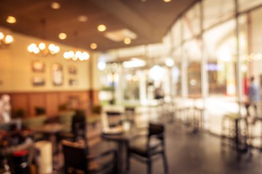 Arka plan için soyut bulanık kahve dükkanı iç mimarisi