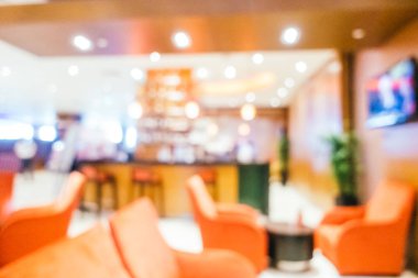 Özet olarak, arka plan için soyut bulanık ve odaksız otel ve lobi iç mekanı