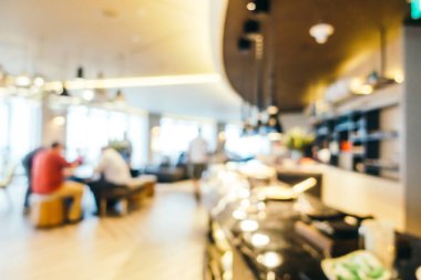 Özet olarak, arka plan için soyut bulanık ve odaksız otel ve lobi iç mekanı