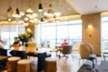 Özet olarak, arka plan için soyut bulanık ve odaksız otel ve lobi iç mekanı