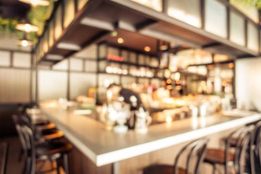 Arka plan için soyut bulanık kahve dükkanı iç mimarisi