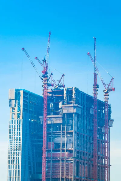 Crane Construcție Șantier Exterior Cer Albastru — Fotografie, imagine de stoc